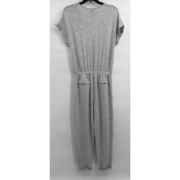 TruSelf Womens Soft Stretchy Vneck One Piece Jumpsuit Heather Gray XL NEW Pocket - Picture 3 of 14
